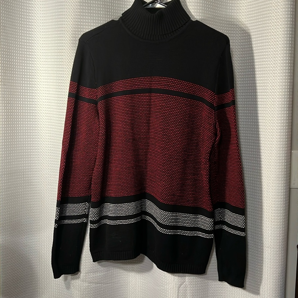 Karen Scott Pullover 100%Cotton Sweater Red, Black & Gray Women’s size Medium.